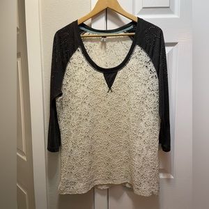 Grey/White Lace shirt with Jewels